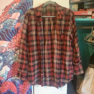 Plaid button up, size L